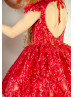 Red Sequins Heart-shaped Back Festival Flower Girl Dress